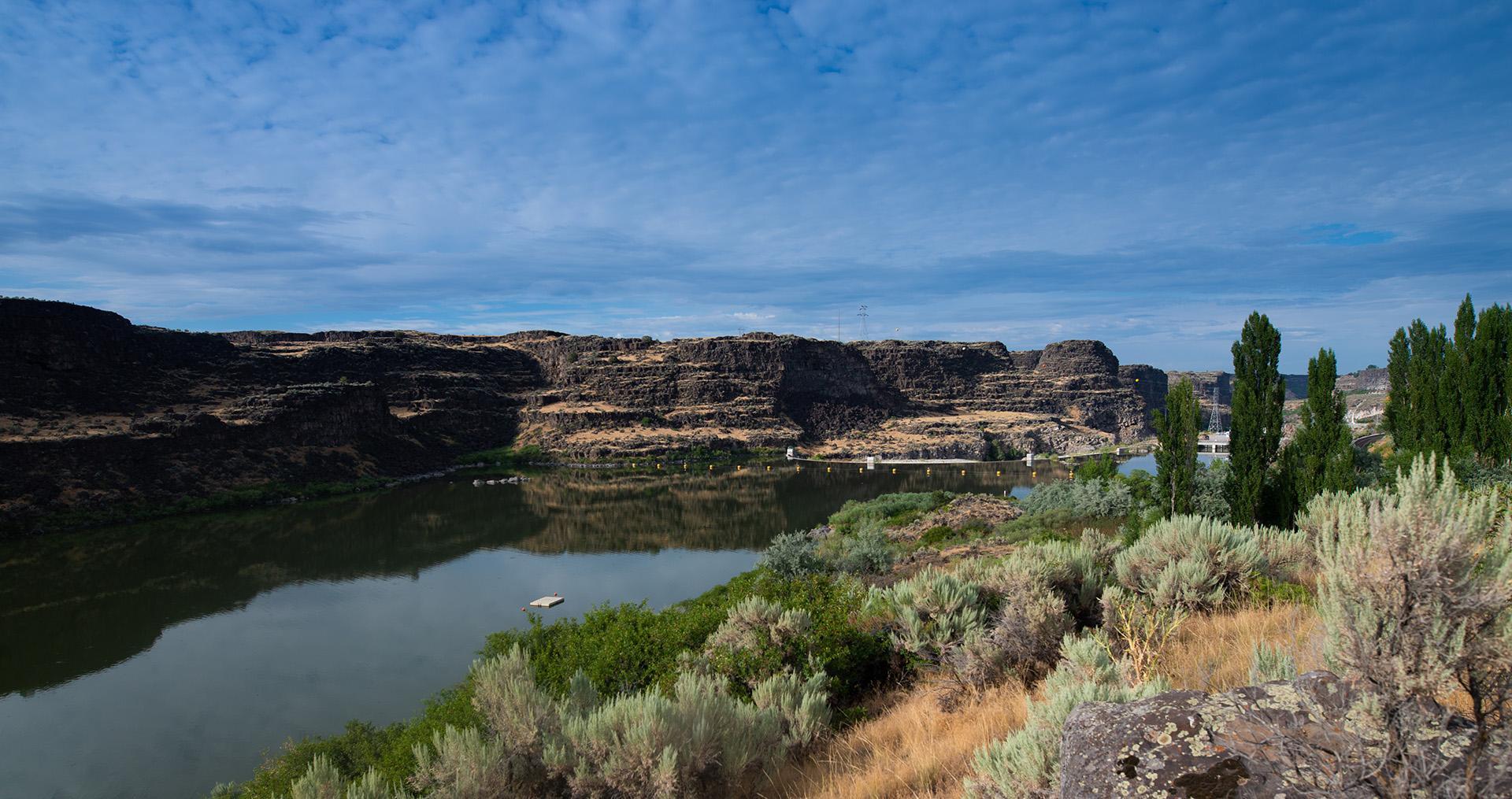 Image of reservoir water and scenic Idaho landscape