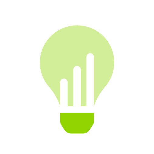 Icon of a lightbulb with usage linesn